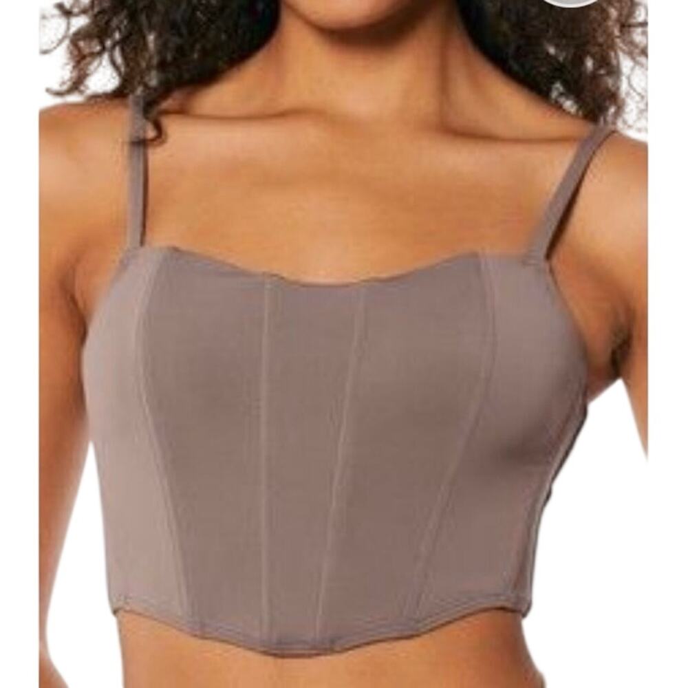 Gilly Hicks brown/mauve cropped corset top, bustier, adjustable straps, Size L